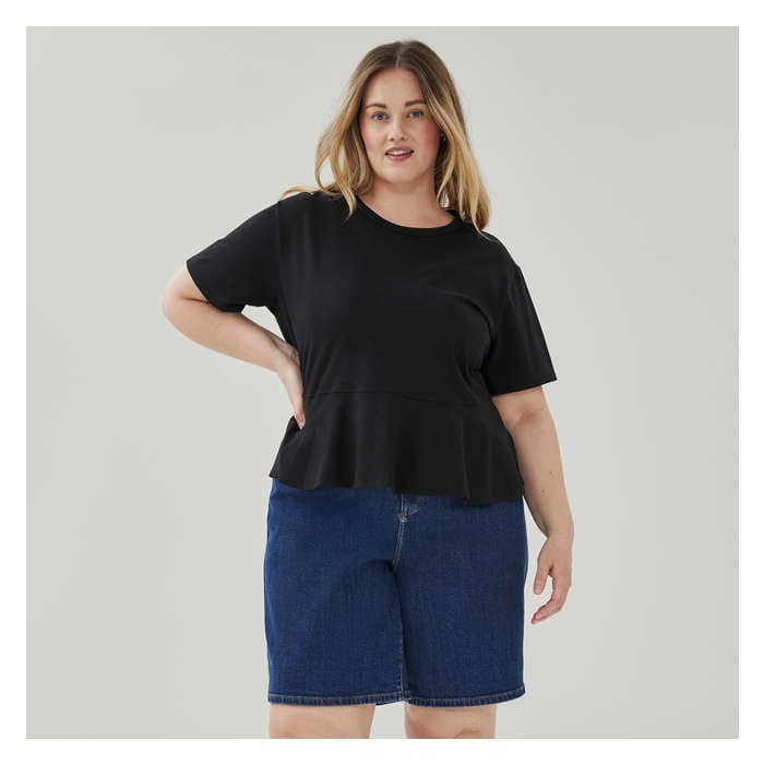 Women+ Short Sleeve Peplum T-Shirt - Jf Black